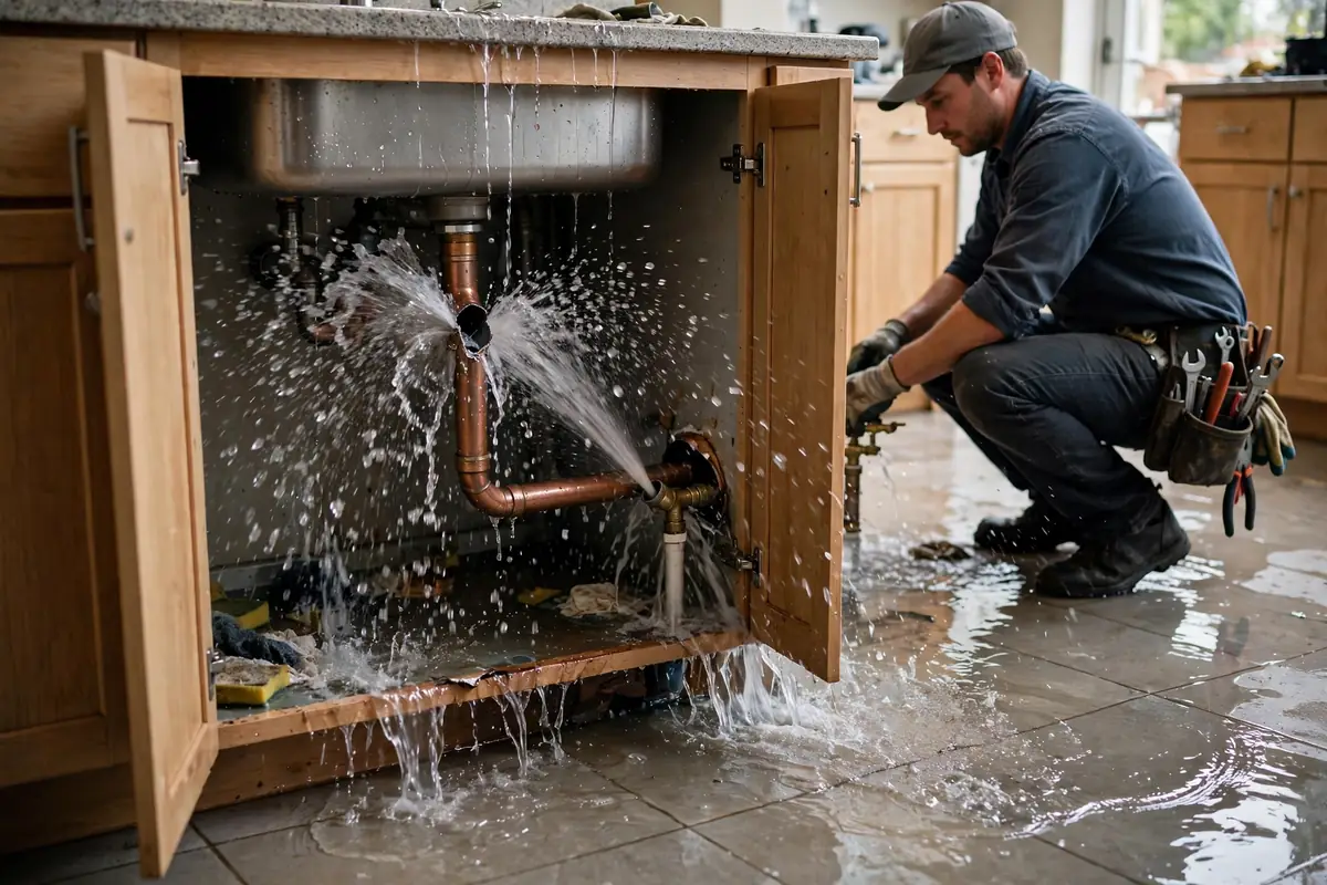 Burst pipe water damage Nashville: water being extracted from a Nashville home after a frozen supply line burst